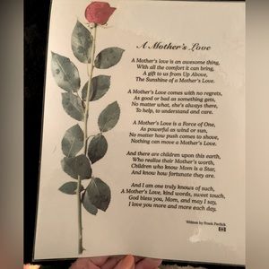 Lamanated Poem A Mother’s Love Written by Frank Pavlick